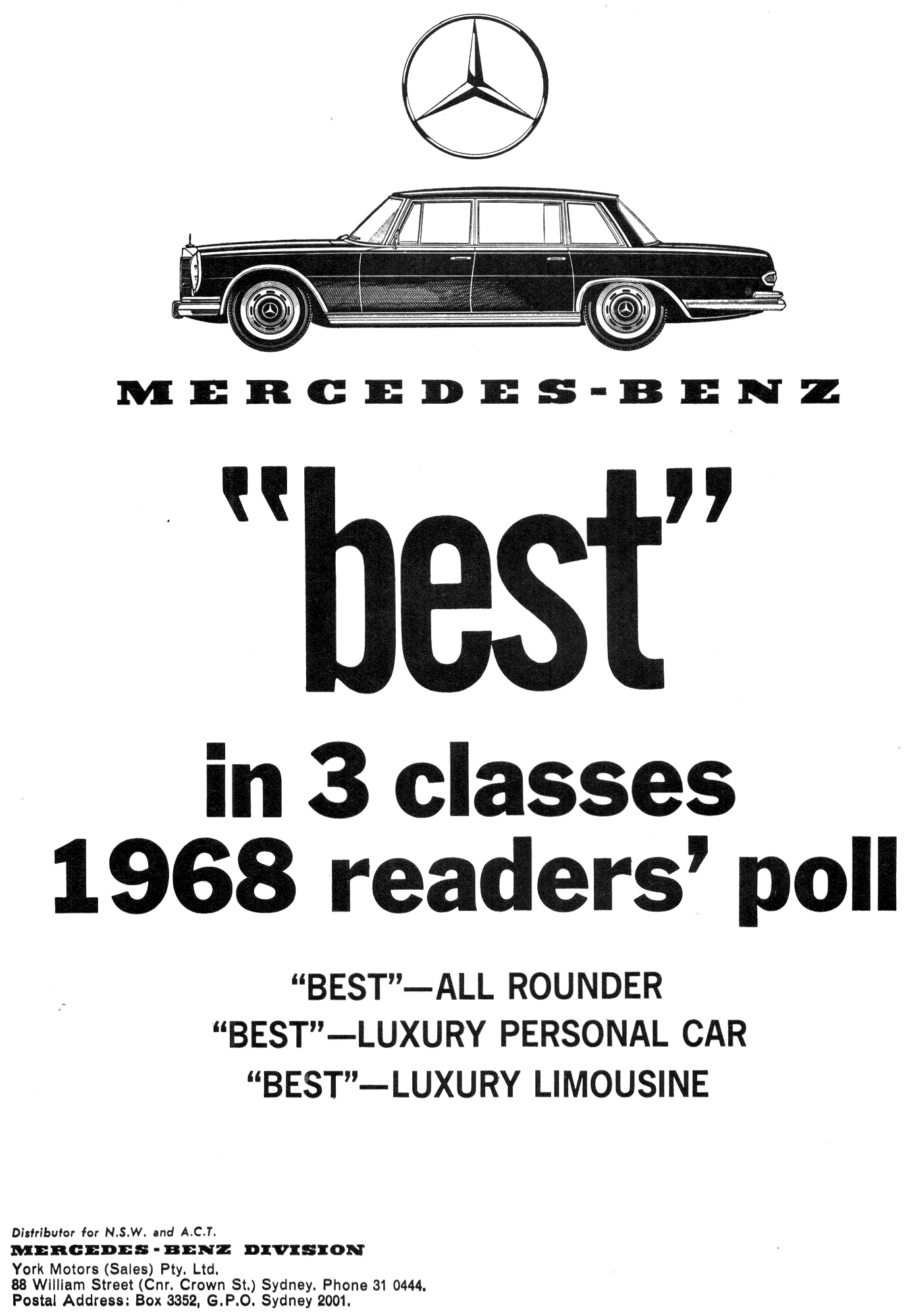 1968 Mercedes-Benz 600 W100 Best In 3 Classes